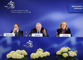 Javier Solana, Dimitrij Rupel and Benita Ferrero-Waldner at the press conference