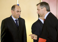 Slovenian Prime Minister Janez Janša talks to the European Commissioner Ján Figel