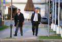 Arrival of Mário Lino, Portugal minister of public works, transport and communications (R)