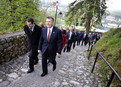 Delegates ascending to Bled Castle