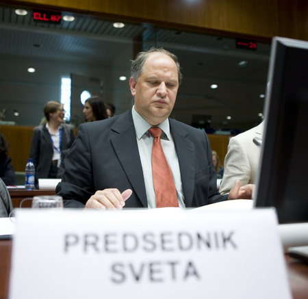 Slovenian State Secretary Andrej Šter presiding over the Extraordinary Session of GAERC