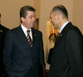 Slovenian Prime Minister and President of the European Council Janez Janša and Bulgarian President Georgi Parvanov