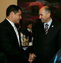 Slovenian Prime Minister and President of the European Council Janez Janša and President of Ecuador Rafael Correa