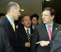 Premier ministre slovène et président du Conseil européen Janez Janša, président mexicain Vincente Fox et Président de la Commission européenne José Manuel Barroso avant le Sommet l'UE – Mexique