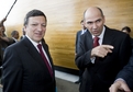Président de la Commission européenne Jose Manuel Barroso et Premier ministre slovène Janez Janša avant la signature de la déclaration