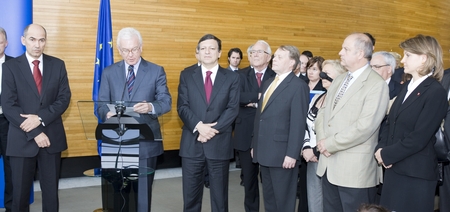 President of the European Parliament Hans-Gert Pöttering during his speech