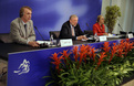 Conférence de presse au Centre de congrès de Brdo (Vladimir Ogrizko, Dimitrij Rupel et Benita Ferrero Waldner)