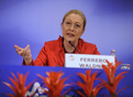 Commissaire européenne chargée des relations extérieures Benita Ferrero-Waldner lors de la conférence de presse