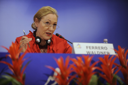 European Commissioner for External Relations Benita Ferrero-Waldner at the press Conference