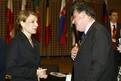Ministre slovène Mojca Kucler Dolinar avec Thomas Brandtner (Secrétariat général du Conseil. de l'Union européenne)