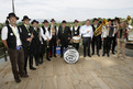 Minister Iztok Jarc with musicians on the raft
