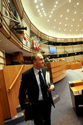 Slovenian Minister of the Environment and Spatial Planning Janez Podobnik during a hearing of the Environment, Public Health and Food Safety Committee of the European Parliament