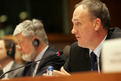 Slovenian Minister of the Environment and Spatial Planning Janez Podobnik during a hearing of the Environment, Public Health and Food Safety Committee of the European Parliament