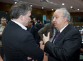 Dutch finance minister Wouter Bos talks with the President of the ECOFIN Council, Slovenian Minister of Finance Andrej Bajuk