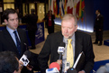 Slovenian Minister for Foreign Affairs dr. Dimitrij Rupel talks to media as he arrives at the general affairs Council meeting in Brussels.