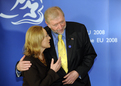 EU Commissioner for External Relations Benita Ferrero-Waldner and Slovenian Minister of Foreign Affairs Dimitrij Rupel before the press conference EU Troika – Russian Federation