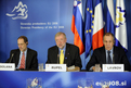 Conférence de presse (le Château de Brdo): Javier Solana, Dimitrij Rupel et Sergueï Lavrov