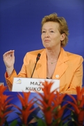 Slovenian Minister of Health Zofija Mazej Kukovič at the press conference