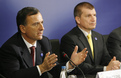 Vice-President of the European Commission, Franco Frattini and  Slovenian Minister of the Interior Dragutin Mate at press conference