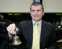 Slovenian Minister Dragutin Mate rings the bell to start the Council