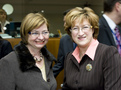 Slovenian minister of labour, family and social affairs Marjeta Cotman and Latvian minister of welfare Iveta Purne