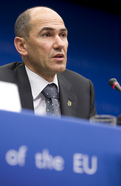 European Council President Janez Janša at the Press Conference