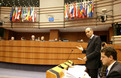 Janez Janša med nastopom v Evropskem parlamentu